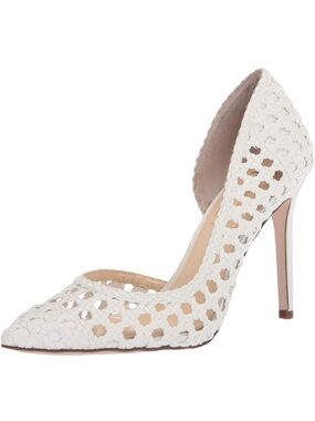 Jessica Simpson White Woven Pointed-Toe Stiletto Pump